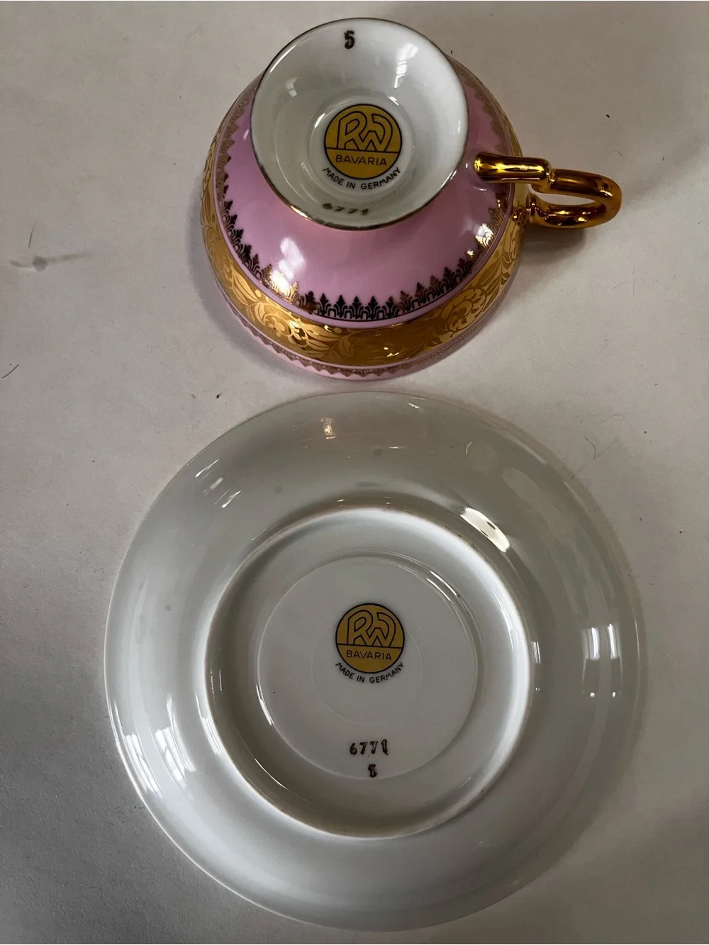 Pink and Gold Porcelain Tea Cup and Saucer - Elegant Serveware